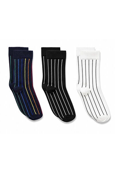 Bidigago Three Pairs of Colorful Striped College Socks Set