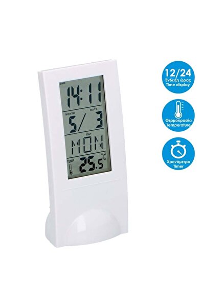 OEM Stație meteo digitală cu ceas, Alb, 6.5 x 6 x 14.5, temperatură, calendar...