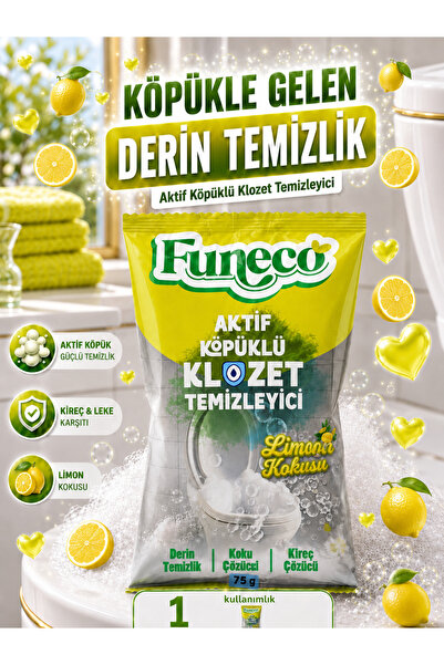 FUNECO Klozet Tuvalet WC Temizleyici, Aktif Köpüklü, Doğa Dostu, Çam Kokusu- ...