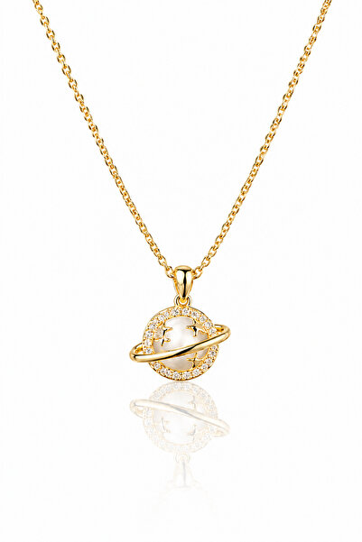 Rafal Zirconia Star and Heart Chain Necklace for Women - Luxurious Gold Space...