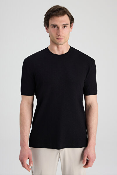 Twn Slim Fit Black Ribbed T-Shirt