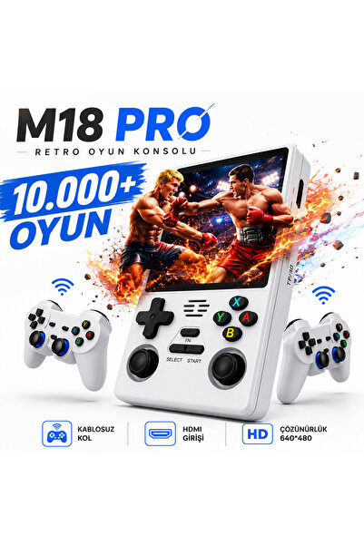 SepetteX M18 Pro Retro Oyun Konsolu 10000+ Oyun HDMI TV Çıkışlı Çift Kablosuz...