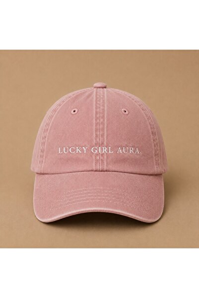 WeavedCo Lucky Girl Aura Embroidered Vintage Washed Cap Hat