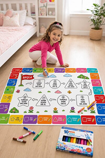 Nizal Home Eğitici Yıkanabilir Tekrar Boyanabilir Çocuk Odası Oyun Matı Boyam...