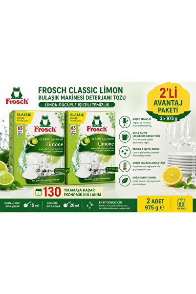 Frosch Classic Limonlu Bulaşık Makinesi Deterjanı Tozu 975 g – 65 Yıkama X 2 ...