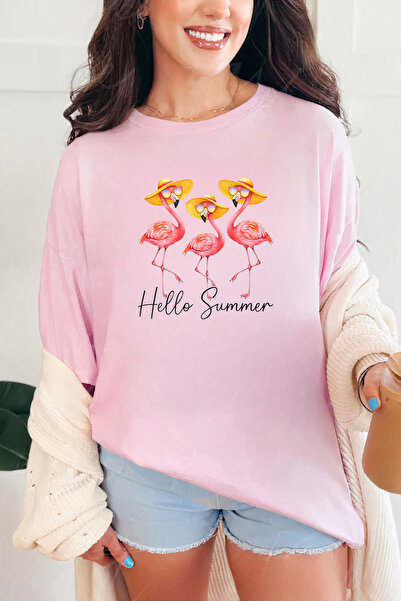Sarah's Boutique Women's T-shirt – 100% cotton – Hat Flamingo