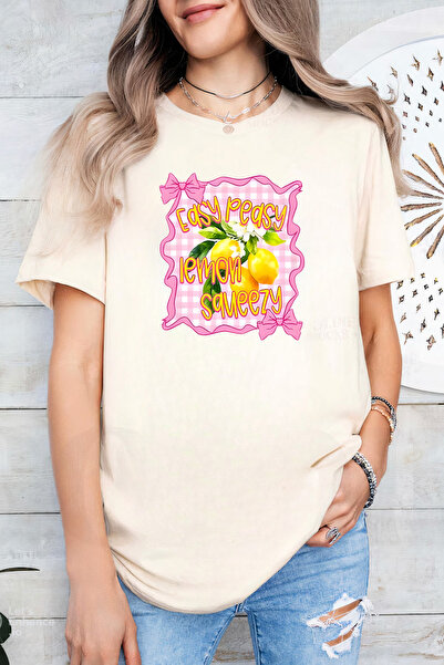 Sarah's Boutique Women's T-shirt – 100% cotton – Gingham Lemon