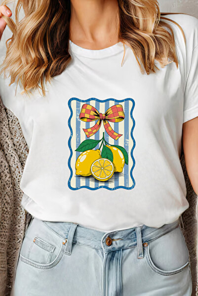 Sarah's Boutique Women's T-shirt – 100% cotton – Checkered Lemon