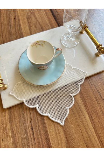 NURHAN HOME COLLECTION Tel Kırma İşlemeye Uygun 6 'lı Set Kubbeli Nakışlı Kokteyl Sunum Peçetesi