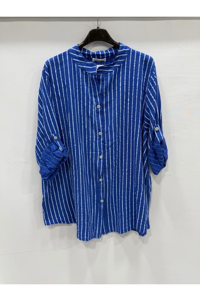 della moor Women's Italian Saks Blue Line Patterned Judge's Folded Fakir Slee...
