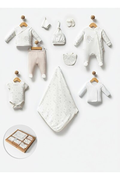 Mou&Kou Lamb Patterned 10 Piece Newborn Hospital Release Baby Set 100% Cotton