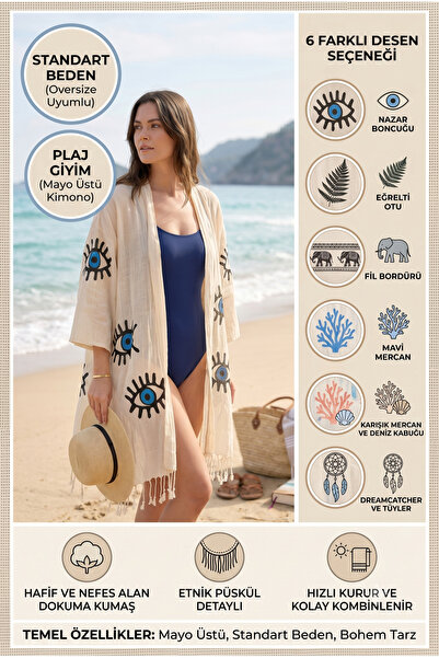 DNRYSL Women's Standard Size Tassel Swimsuit Top Kimono Beach Kaftan Bohemian...