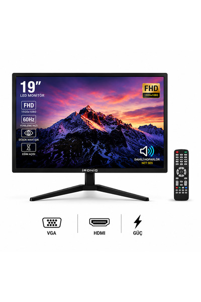 MN6 IRN-Q19WS 19 İnç Full HD LED Monitör 1920x1080 60Hz HDMI VGA 3 Rca Ses Çı...