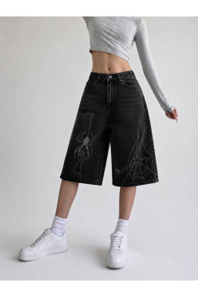Weekeep Y2K Λεπτομέρεια Κεντήματος Unisex Τζιν Σορτς Βερμούδα