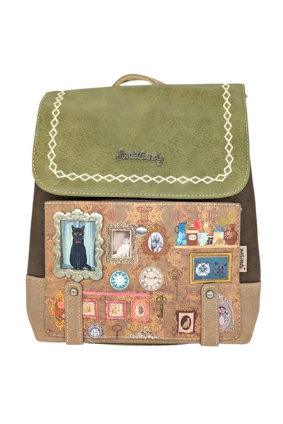 Sweet Candy Backpack with Cat Design, 2 Compartments and Back Pocket for Women