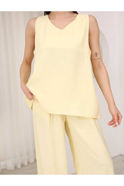 olalapasha New Season V-Neck Blouse Wide-Leg Elastic Waist Pants Modal Bottom...