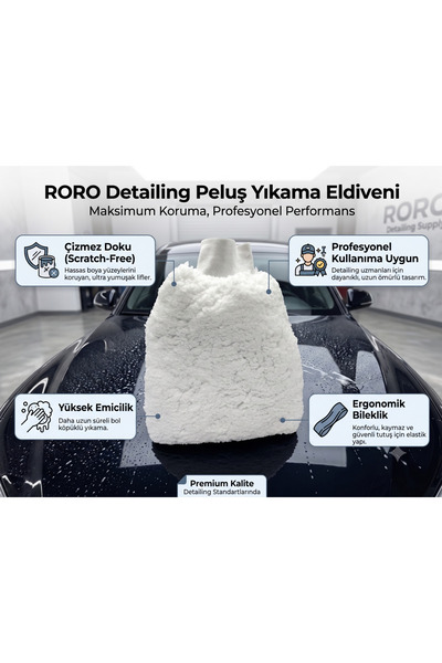 Mikrofiber Oto Yıkama Eldiveni Çizilmez - Ultra Yumuşak Beyaz Yün Doku