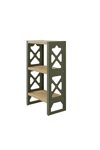 UYART HOME Metal MDF 3 Katlı Kitaplık Dekoratif Raf Düzenleyici Ahşap Tasarım
