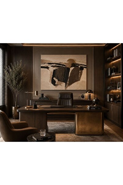 Genel Markalar Lüks Soyut Bej Kahve Abstract Kanvas Tablo – Modern Minimalist...