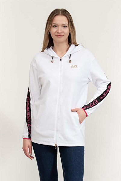 EA7 Kadın Bisiklet Yaka Sweatshirt Beyaz