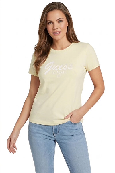 Guess Andrea Cn Ss T-Shırt Kadın T-Shirt V6Gı16K2983-G2N1 Sarı