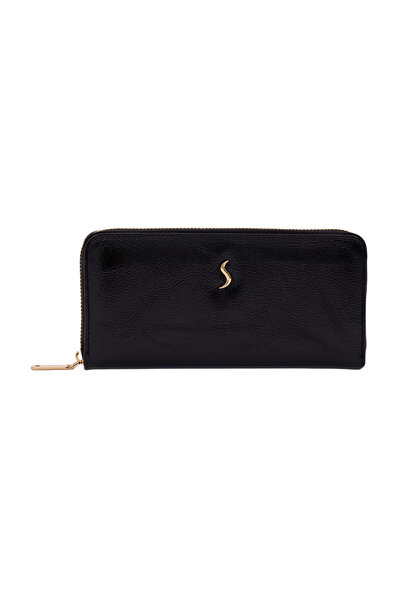Genel Markalar Clutch Çanta Kadın El Çantası Portföy Fermuarlı Abiye Siyah Pa...