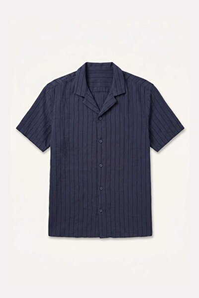DeFacto Regular Fit Polo Collar Striped Modal Short Sleeve Shirt I0071Ax26Sm
