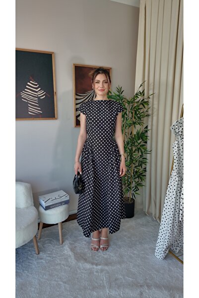 MEECY Rochie evazată cu design vintage cu buline pentru femei