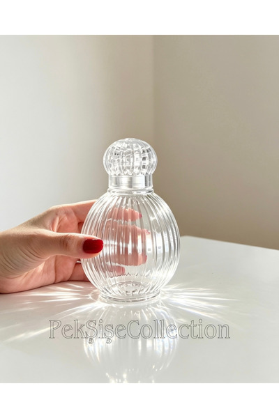 Pearl Star (60 ADET) Mika Plastik Çizgili Top Model Boş Kolonya Şişesi 50ml (...