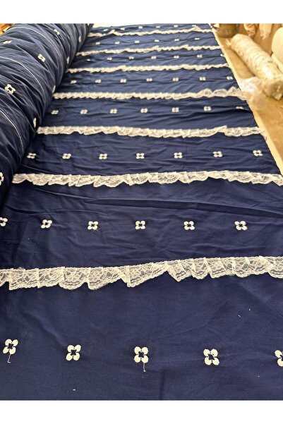 METERİAL Row by Row Ruffle Lace Embroidered Cotton Voile Fabric - Width 140 c...