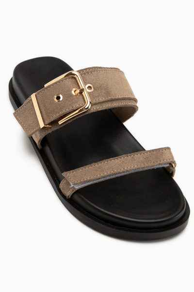 Limoya Anelia Mink Suede Buckle Women's Slippers