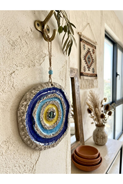 Ahşap Evi 15 Cm Nazar Boncuğu Dekoratif Duvar Süsü Nazarlık-Hediye,Dekor