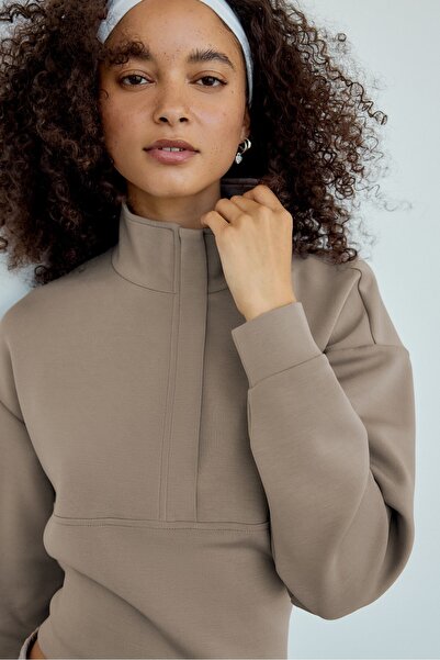 Stradivarius Yumuşak dokulu fermuarlı sweatshirt