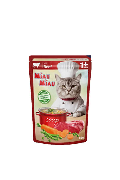 OEM MIAU MIAU SOUP WITH BEEF AND VEGETABLES, 85G BAG