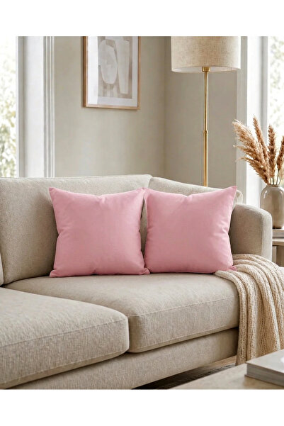Econice Double-Sided Duck Linen, Pink Throw Pillow Cover 2 Pieces