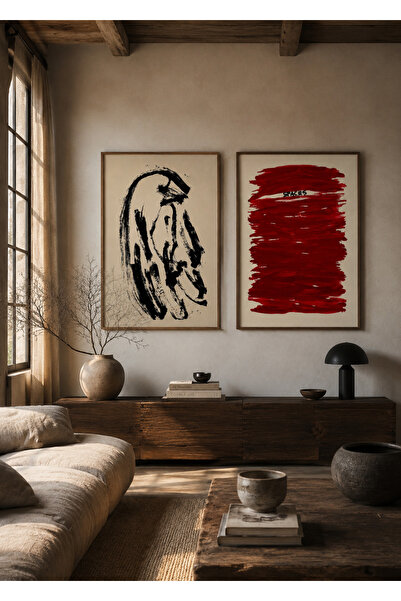 Boho wellness studio Bold Contrast Ahşap Çerçeveli Modern Sanat Poster Seti