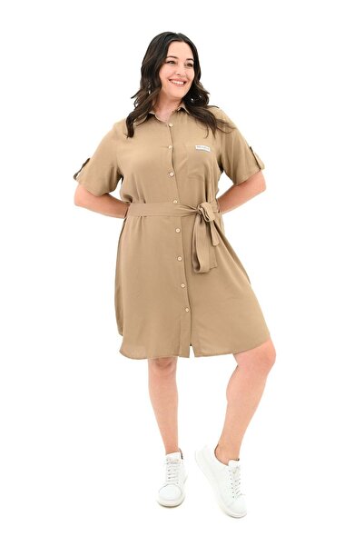 Bigsize Women's dress plus size cu nasturi si buzunare aplicate 5246