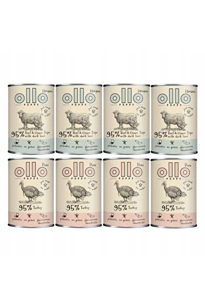 OLLO Hrană umedă pentru căței, amestec de arome, 8x400g