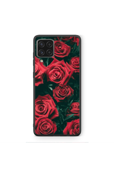 Other Samsung A22 4G Red Roses Black Glossy Θήκη