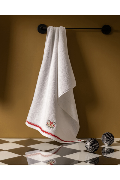 Madame Coco Ravelot 100% Cotton Embroidered Face Towel - White - 50X70 cm
