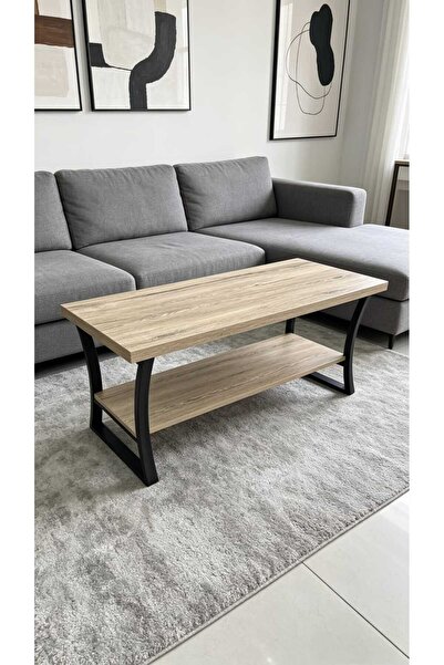 Generic Elegant Neutral Color Wood Grain Rectangular Service Table