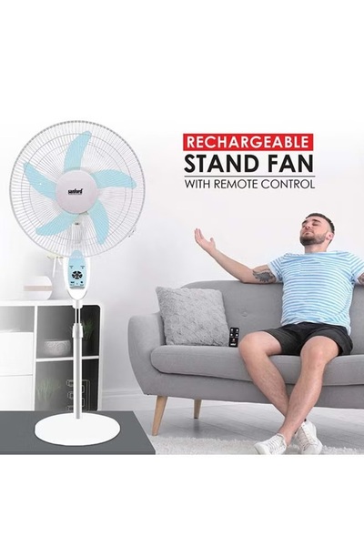 BUNCA مروحة عمودية قابلة للشحن 16 بوصة – 45 واط مع إضاءة LED و9 سرعات SF6600RSFN