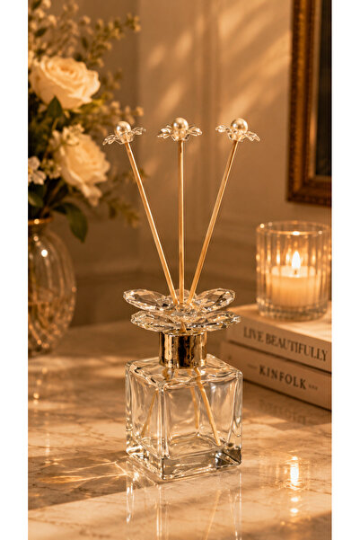 ALRASHED Kristal Çiçek Detaylı Oda Kokusu Difüzörü – Dekoratif Reed Diffuser