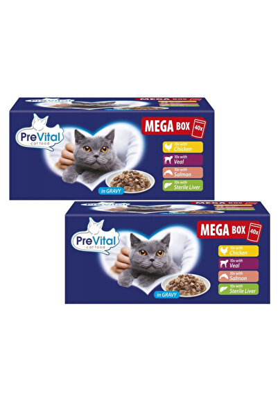 Prevital Pliculețe cu gusturi asortate pentru pisici 2x CUTIE 40x100g