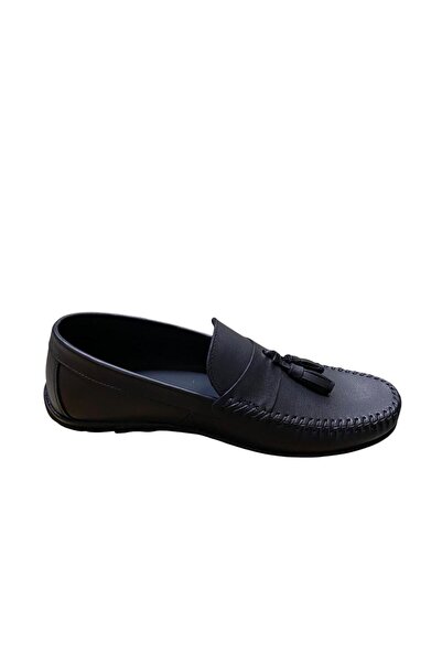 İrfan Yavuz Men's Flat Non-Slip Sole Genuine Leather Tasseled Ballerina Shoes