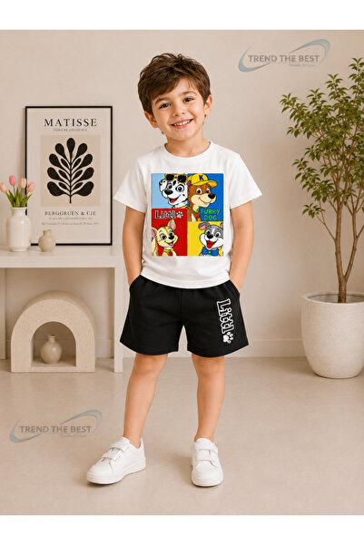 TREND THE BEST Trendin En İyisi Set de vară Littl Furry Dog cu imprimeu cvadr...