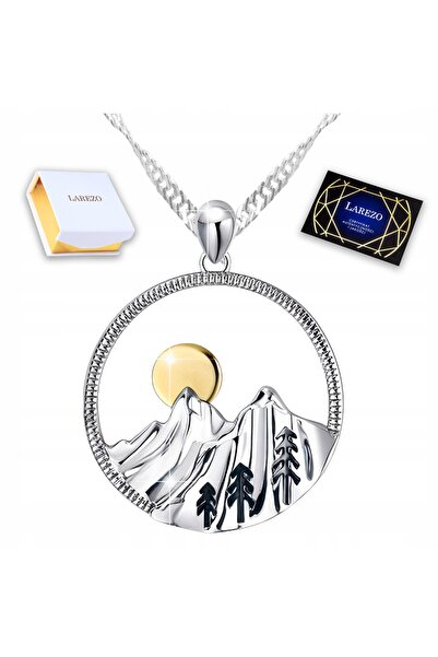 Larezo Colier Din Argint 925, Pandantiv Rotund Cu Modelul Muntilor Tatry Dama...