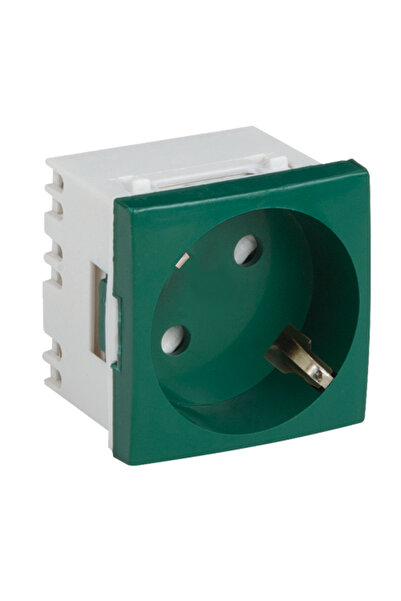 DLX Modular Schuko socket with grounding, green - DLX-245-42