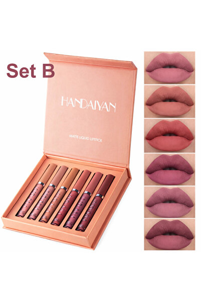 Handaiyan Top Bottom Set of 6 Matte Liquid Lipsticks, 8-hour Transfer Resista...