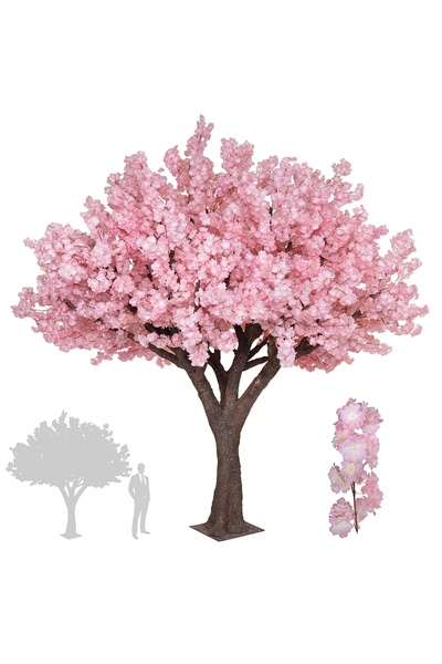 Roberto Rossi Copac artificial H250cm Cires cu flori roz deschis, coroana D250cm